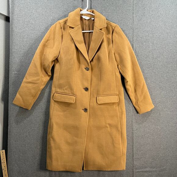Candace Cameron Bure Regular Button-Front Tailored Coat Desert Ochre Size XXSP - Picture 1 of 15